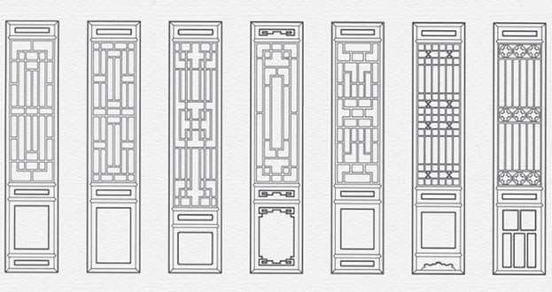 汶上常用中式仿古花窗图案隔断设计图